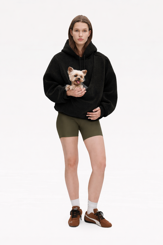 Hoodie för dam med integrerad djurficka