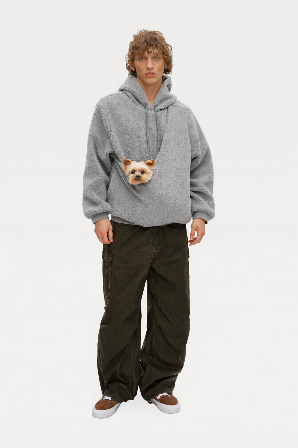 Hoodie för män med integrerad djurficka