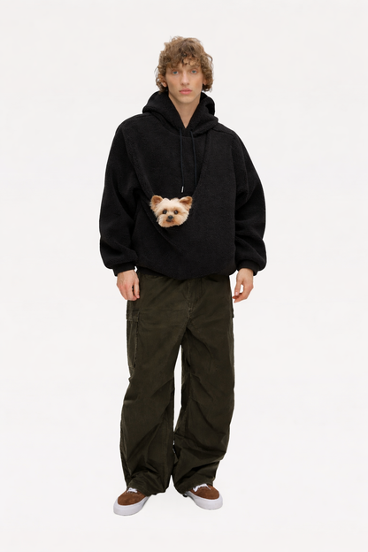 Hoodie för män med integrerad djurficka