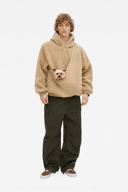 Hoodie för män med integrerad djurficka