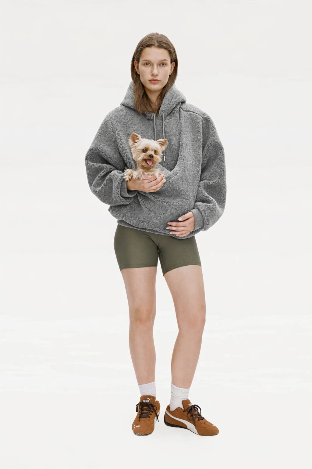 Hoodie för dam med integrerad djurficka