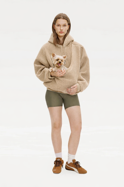 Hoodie för dam med integrerad djurficka