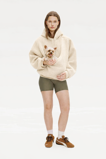 Hoodie för dam med integrerad djurficka