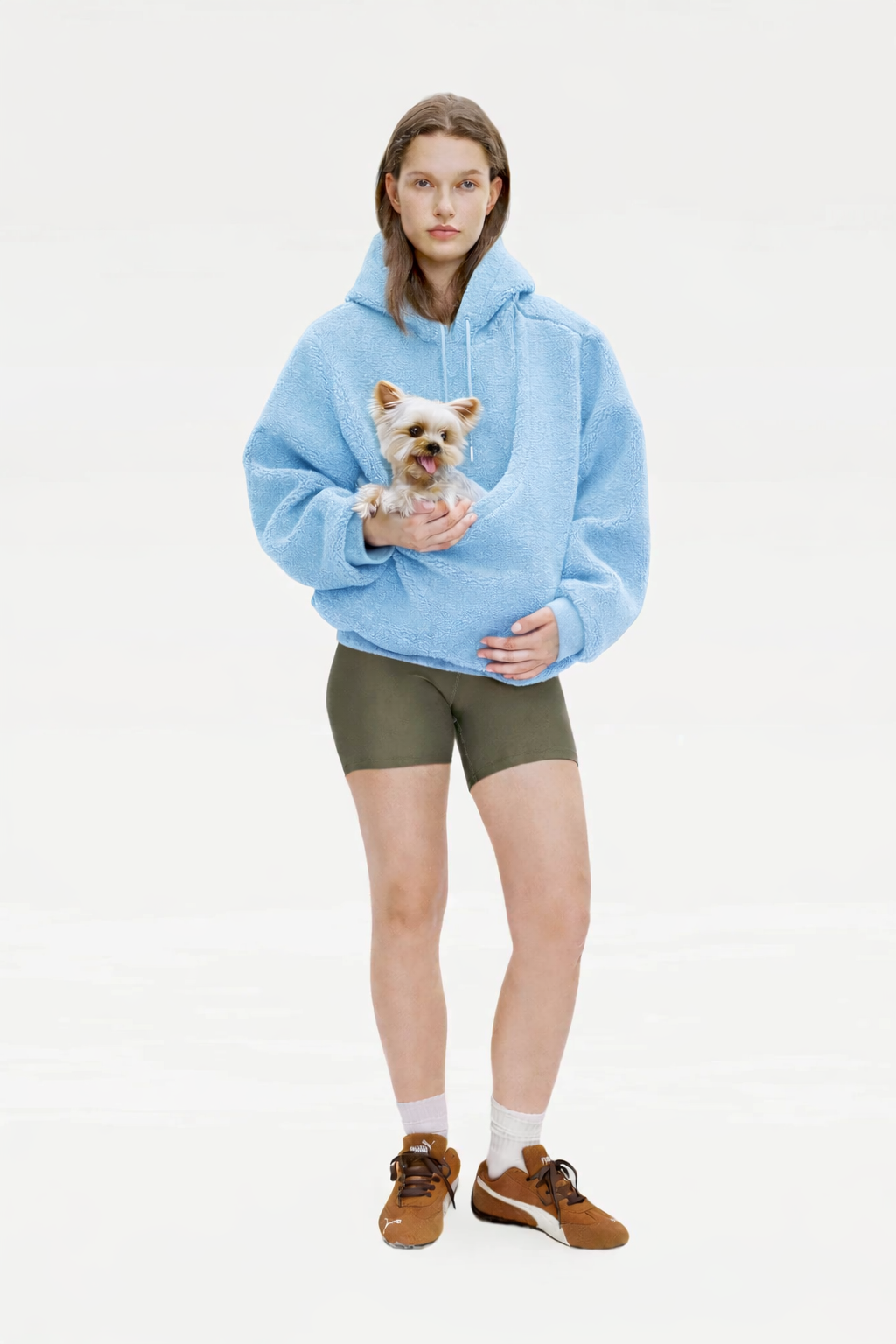 Hoodie för dam med integrerad djurficka