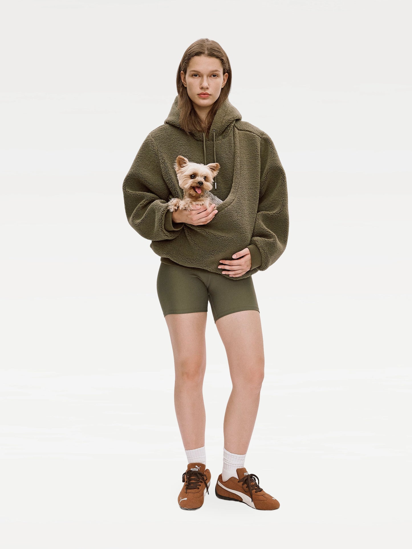 Hoodie för dam med integrerad djurficka